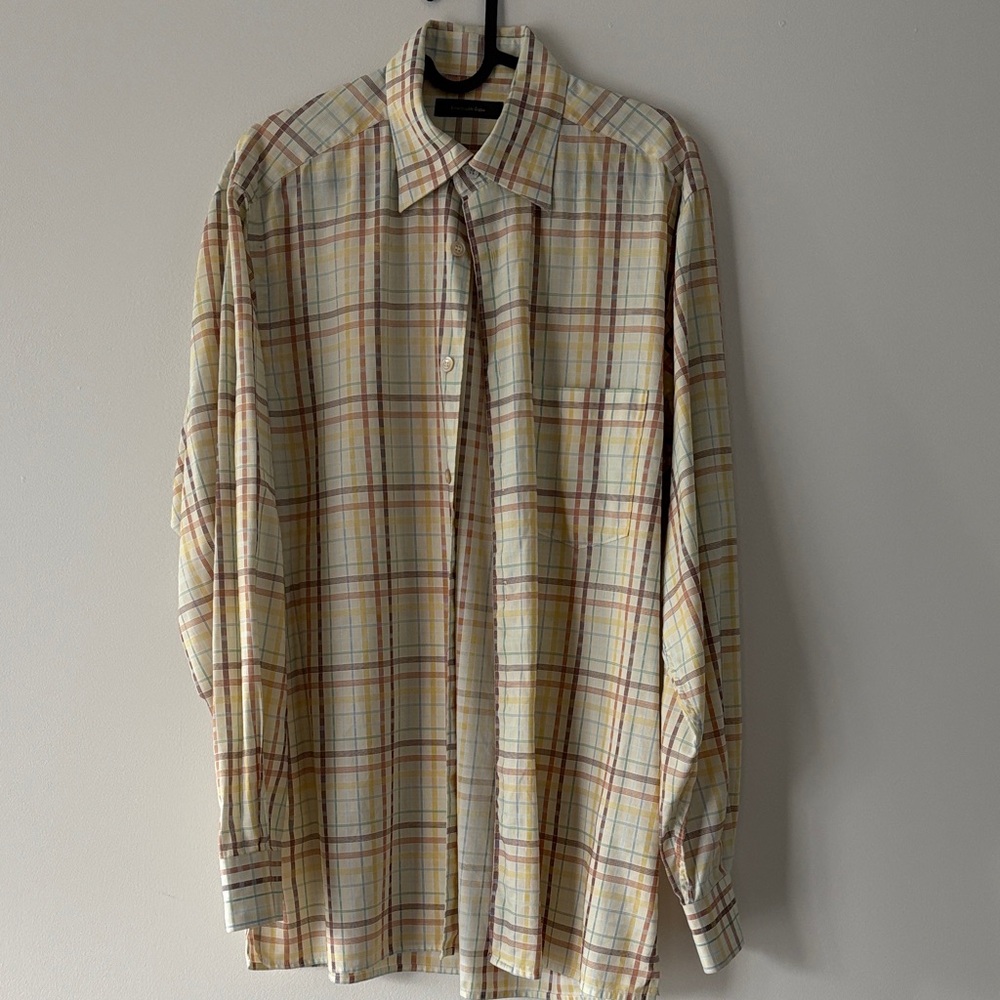 Ermenegildo Zegna Plaid Button-Up Collared Shirt, Size M